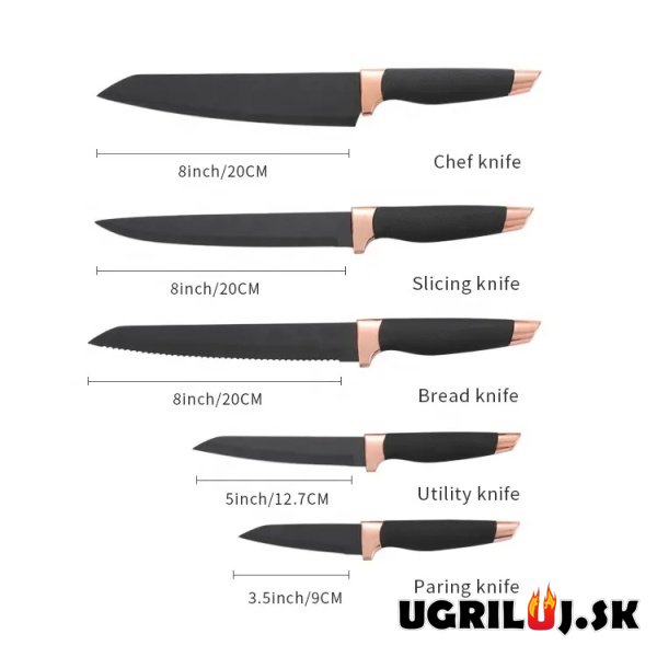 Sada kuchyňských nožů, black layer, nerez, 6ks