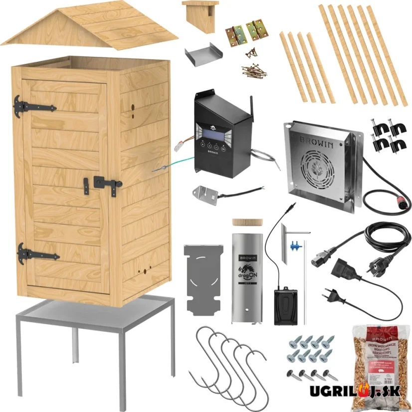 Dřevěná udírna Browin dragON Sprucewood, Digital Wi-Fi, 200L