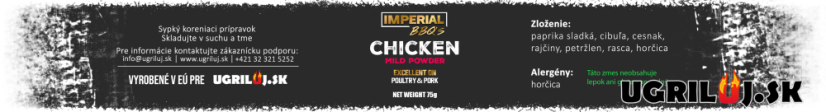 Grilovacie korenie IMPERIAL BBQ's, Chicken Mild Powder,  75g (pre deti)