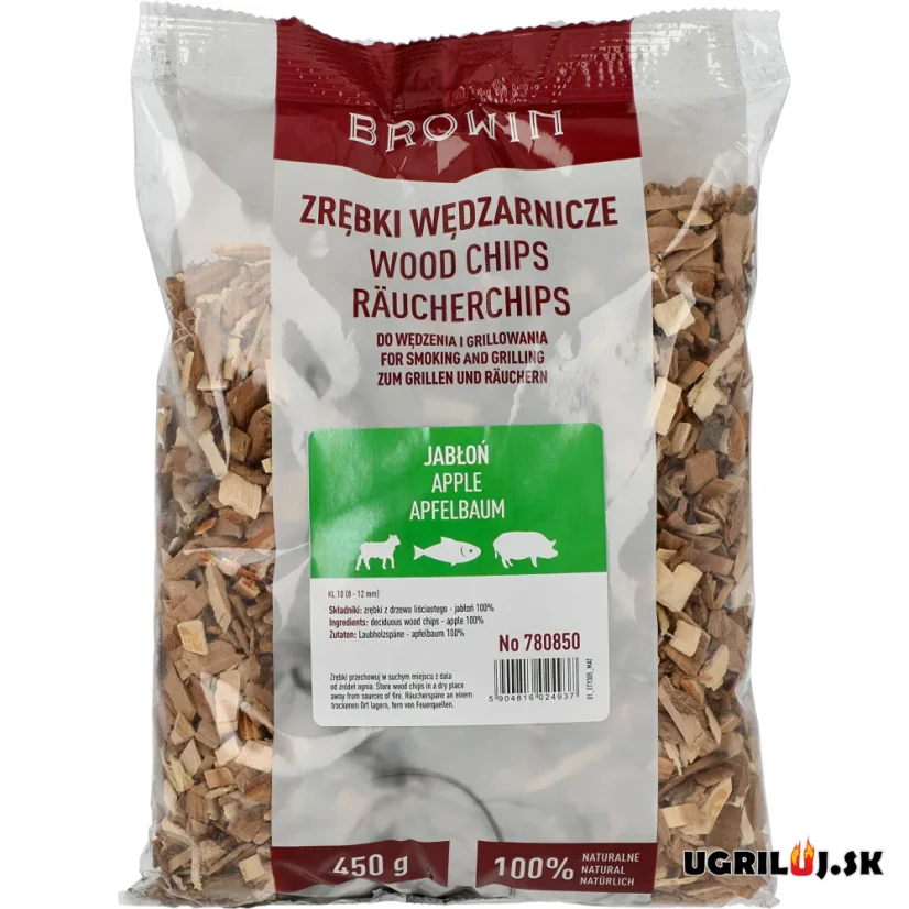Štěpka do grilu a pro udírny Browin - Jablko, 450g (8-12mm) Štěpka do grilu a pro udírny Browin - Jablko, 450g (8-12mm)