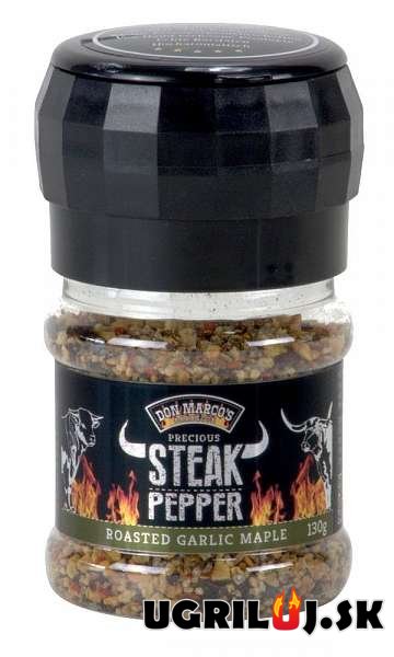Grilovacie korenie DON MARCO´S - Steak Pepper Roasted Garlic Maple, 130g (mlynček)
