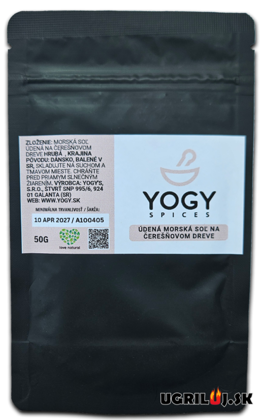 Morská soľ údená Yogy Spices, Dánsko, Čerešňa (stredne hrubá), 50g