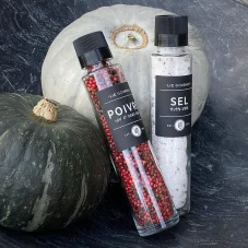 Darčeková sada čierneho, ružového korenia a hľuzovkovej soli Lie Gourmet (mlynček), 2ks