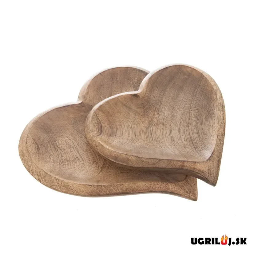 Drevená misa z mangového dreva, srdce 20x20