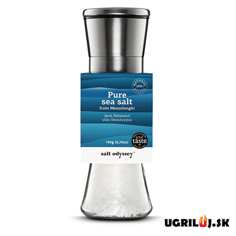 Grécka soľ Salt Odyssey, (hrubá), doplňovací nerezový mlynček, 190g