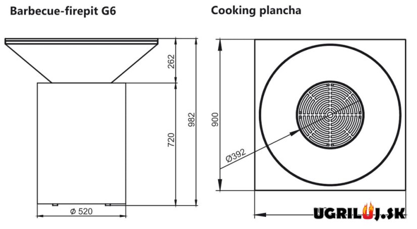 Grilovacie ohnisko Artiss, Advanced G6, Graphite