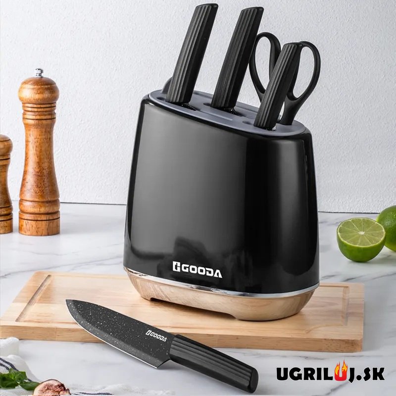 Sada kuchynských nožov so stojanom black egg, nerez, 6ks