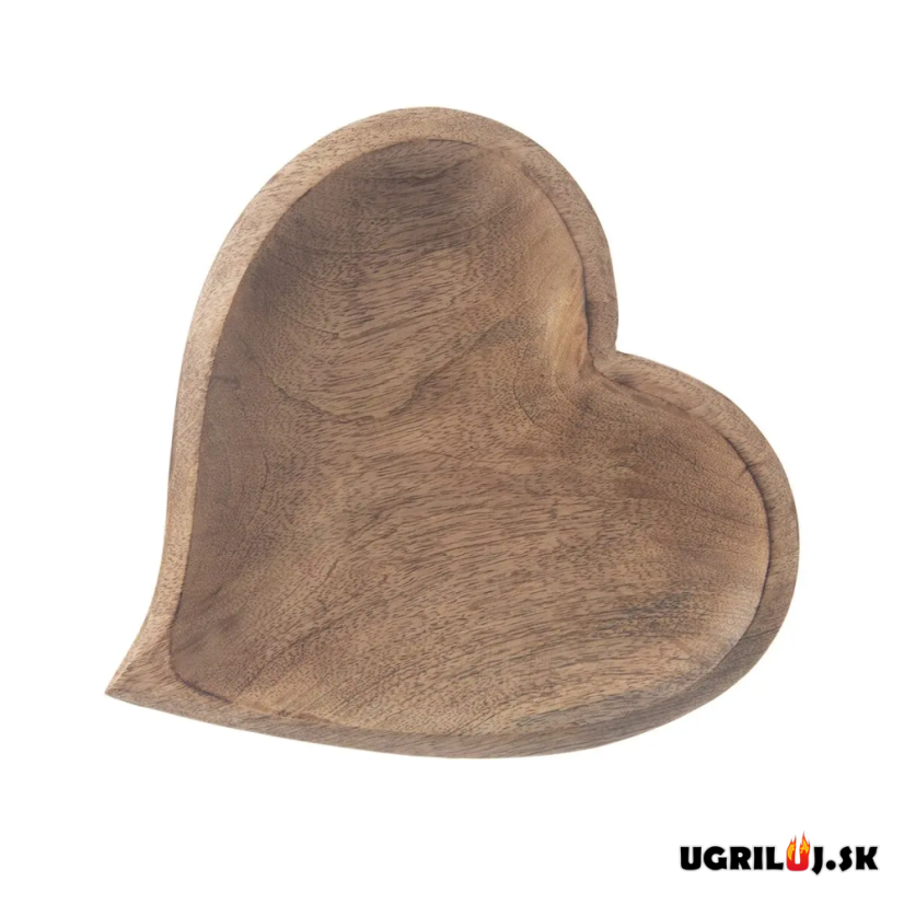 Drevená misa z mangového dreva, srdce 25x25cm