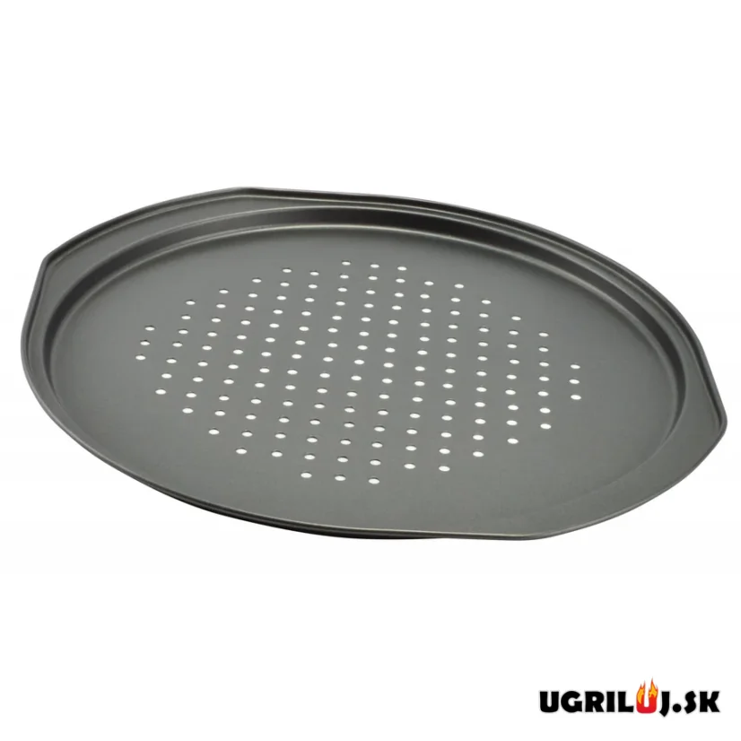 Oceľový plech na pizzu, čierny, dierovaný, 33cm