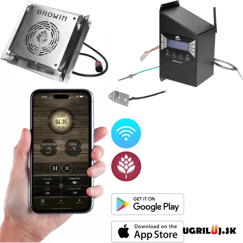 Sada pre vlastnú udiaren Browin dragON, (Ohrievač s cirkuláciou, Digitálny kontrolér s Wi-Fi), 1500W