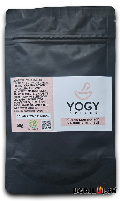 Morská soľ údená Yogy Spices, Dánsko, Buk (stredne hrubá), 50g
