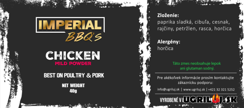 Grilovací koření IMPERIAL BBQ's, Chicken Mild Powder, 40g (pro děti)