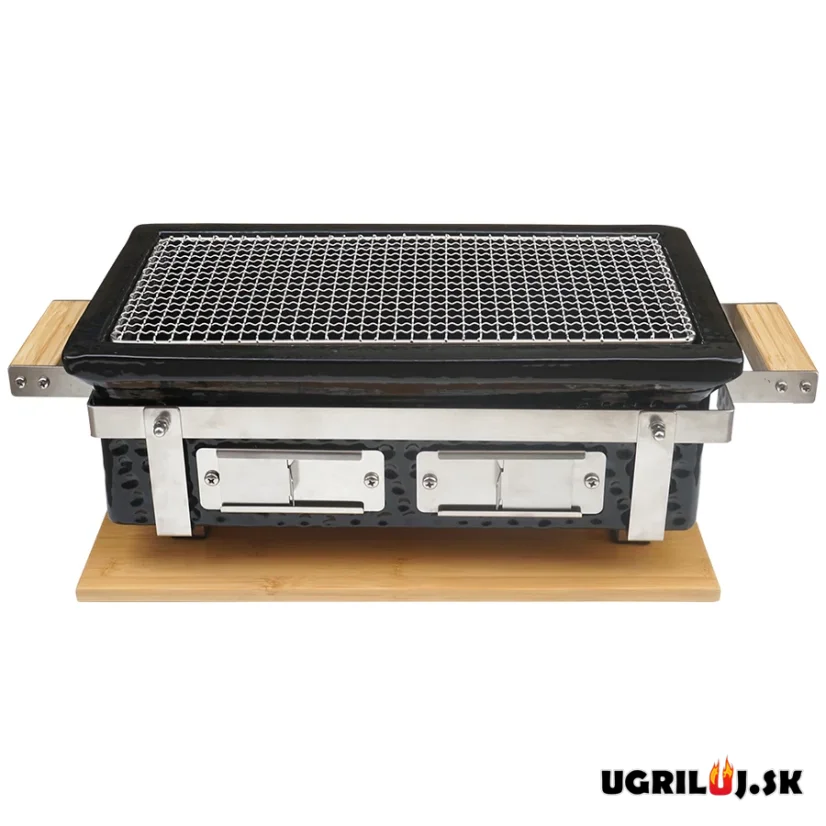 Stolný keramický hibachi gril na drevené uhlie, 39x22cm