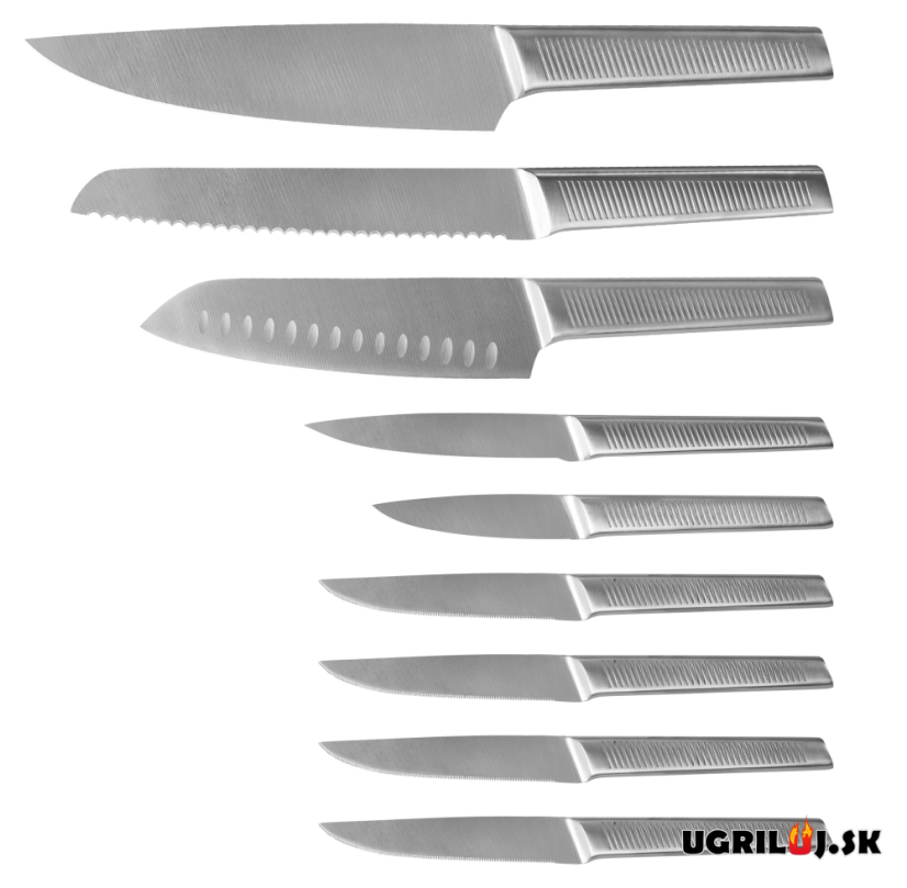 Sada kuchynských nožov so stojanom, nerez, 10ks