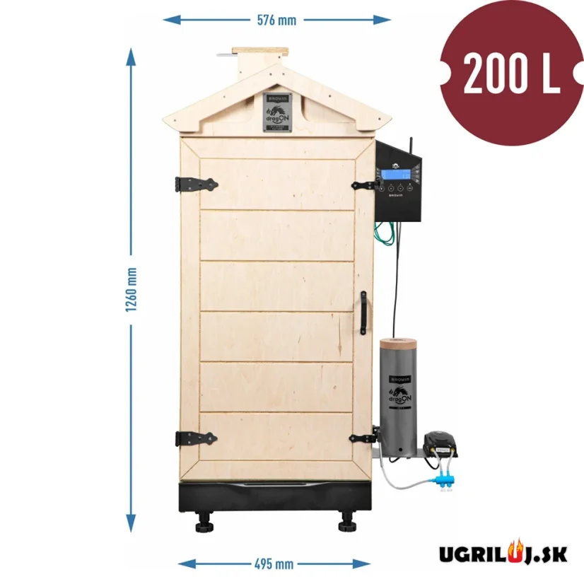 Drevená udiareň Browin dragON Plywood Nature, Digital Wi-Fi, 200L