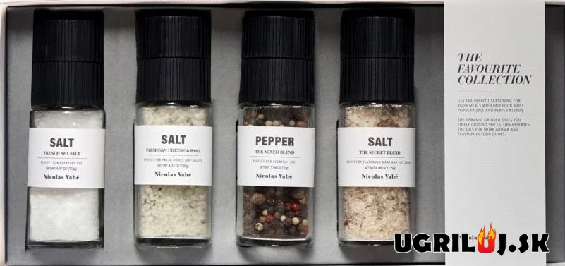 Darčeková sada solí a korenia Nicolas Vahé, THE FAVOURITE COLLECTION (mlynček), 4ks