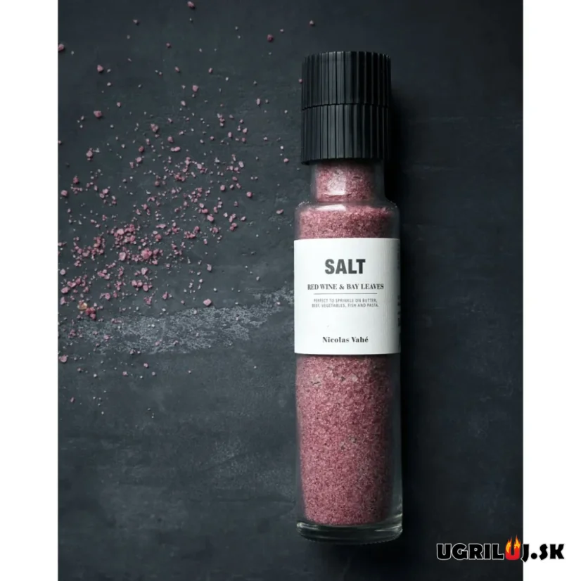 Morská soľ Nicolas Vahé, Red Wine & Bay Leaves (mlynček), 340g