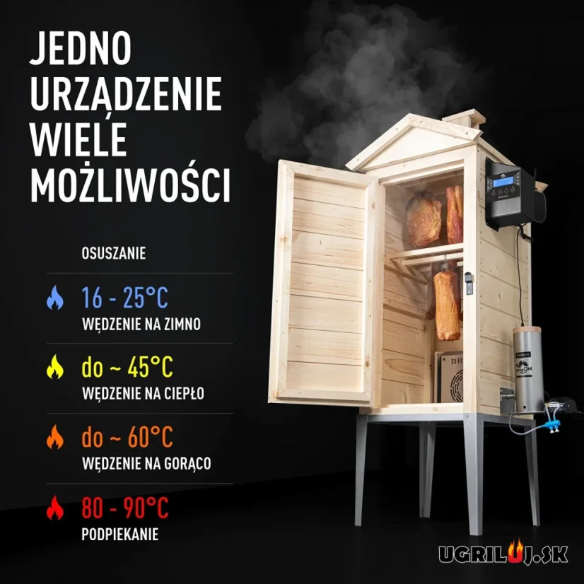 Dřevěná udírna Browin dragON Sprucewood, Digital Wi-Fi, 200L