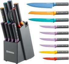 Sada kuchyňských nožů se stojanem, colored, nerez, 11ks