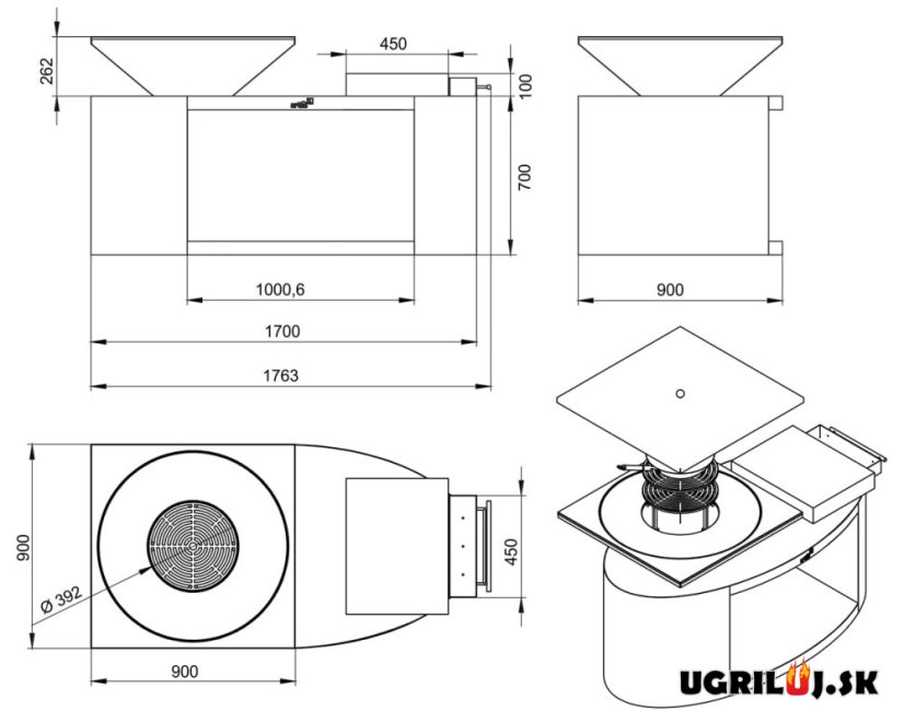 Grilovacie ohnisko Artiss, Advanced G3, Corten