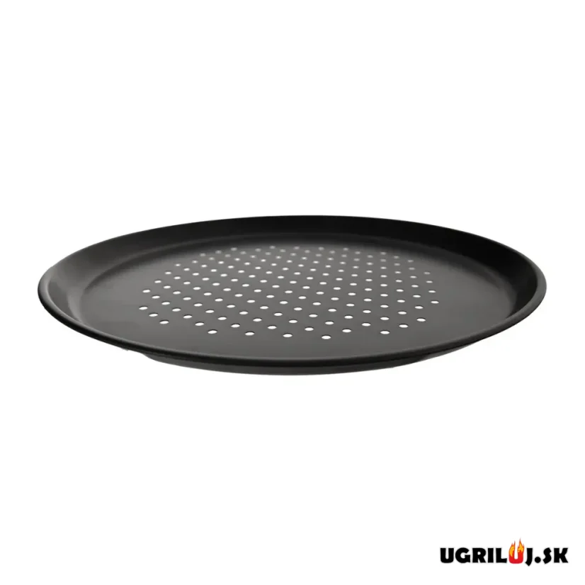 Oceľový plech na pizzu, čierny, dierovaný, 32cm