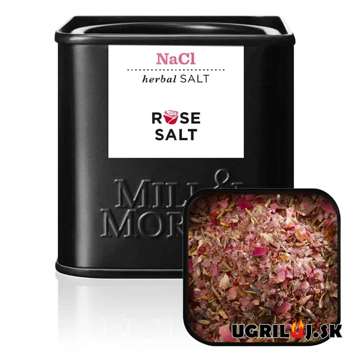 Soľ s červeným vínom, ružou a bylinkami, Mill & Mortar, (vločky), 70g