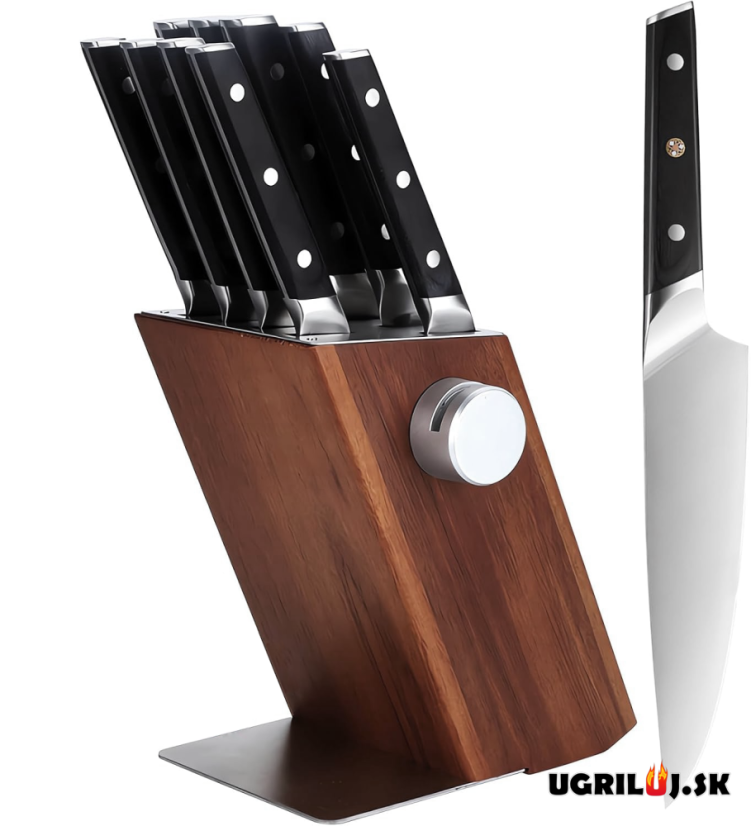 Sada kuchynských nožov so stojanom, black, nerez, 10ks