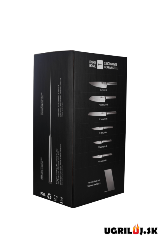 Sada kuchynských nožov so stojanom, nerez, 10ks