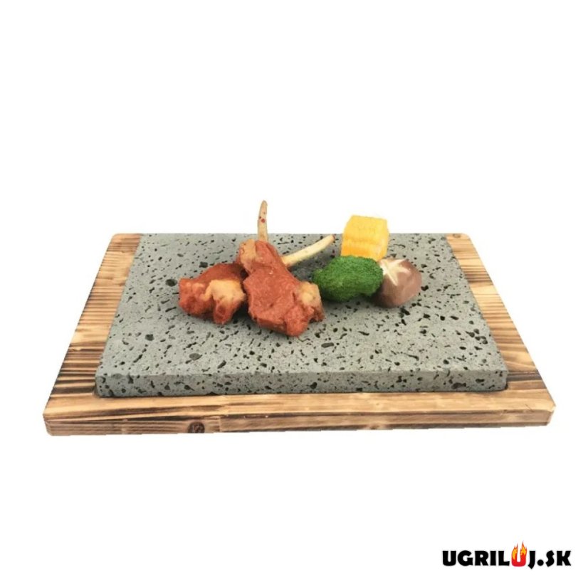 Grilovací kameň na grilovanie s bambusovou doskou, 21x15x2.5cm