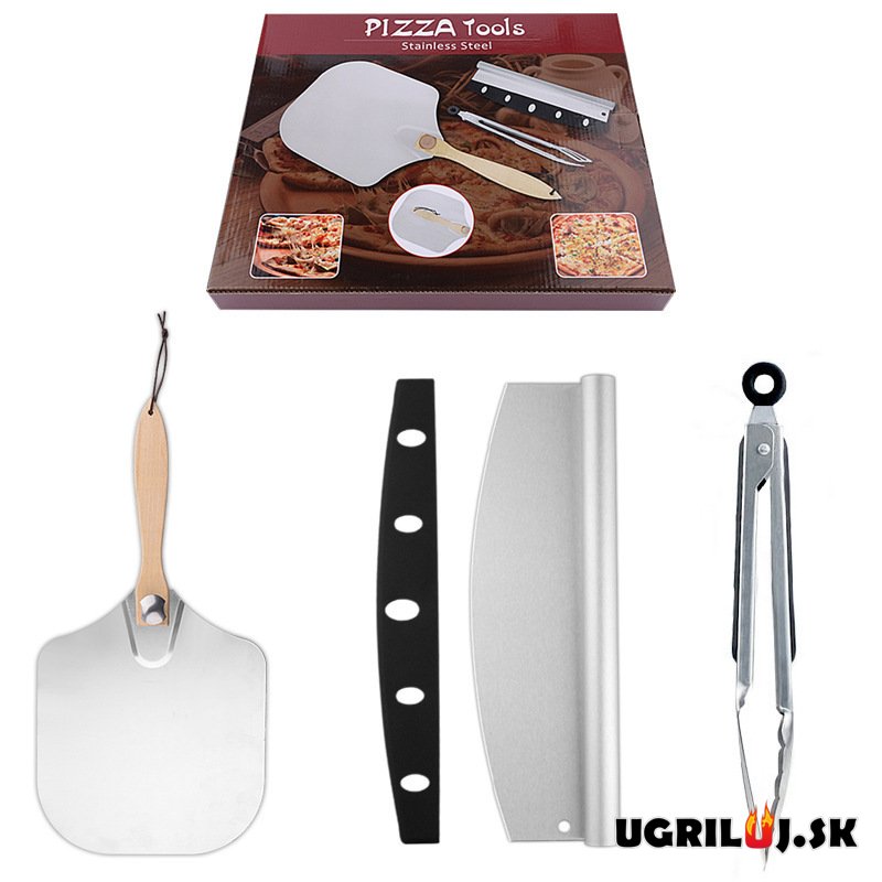 Pizza set 3, pizza lopatka, krájač, kliešte