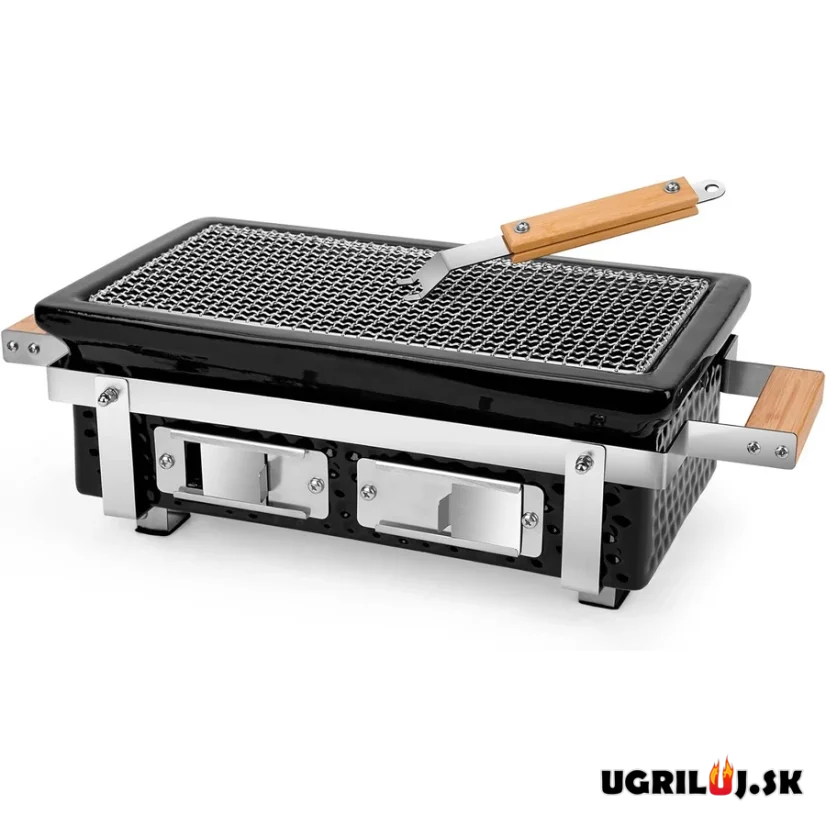 Stolný keramický hibachi gril na drevené uhlie, 39x22cm