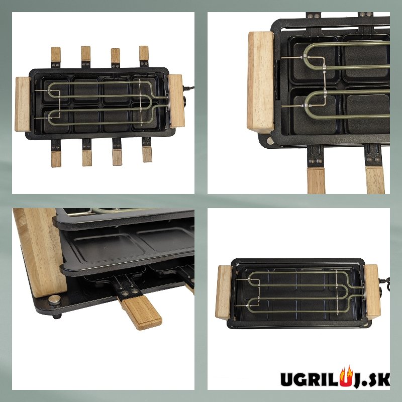 Stolný elektrický gril Raclette, grilovací kámen, 49x21cm