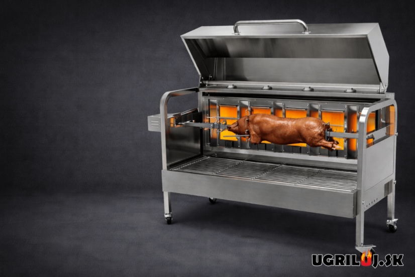 Plynový gril s ražňom Premium, Stainless Steel - Rotiséria na prasiatko, kura a kusy mäsa (25kg max.)