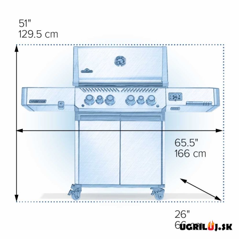 Plynový gril Napoleon - Prestige P500 EVO, Nerez