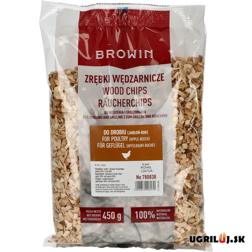 Štiepka do grilu a pre udiarne Browin - 50% Jablko / 50% Buk, 450g (6-8mm)