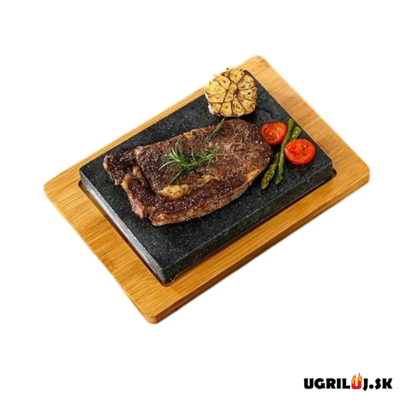 Grilovací kameň na grilovanie s bambusovou doskou, 21x15x3cm