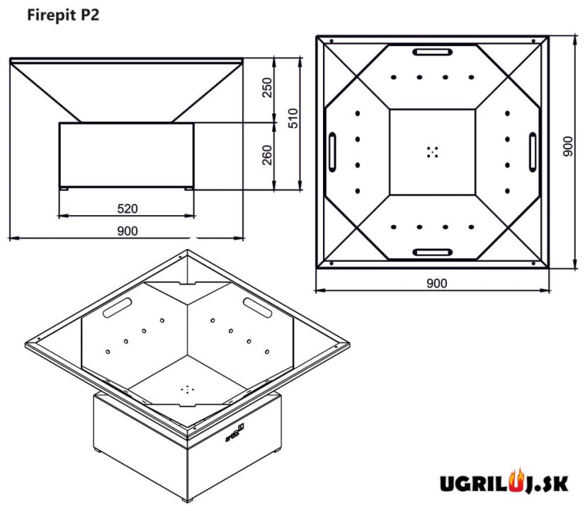 Grilovacie ohnisko Artiss, Advanced P2, Corten