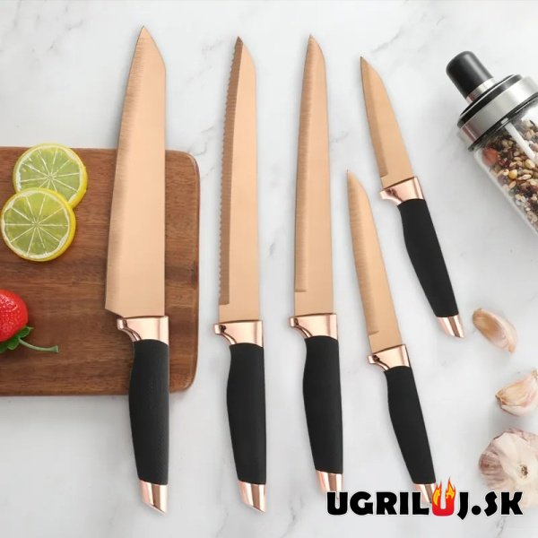 Sada kuchynských nožov, ROSE GOLD, nerez, 6ks