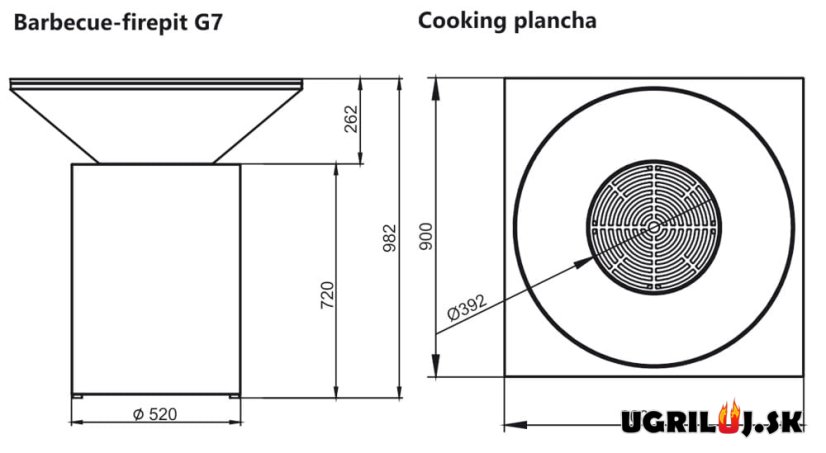 Grilovacie ohnisko Artiss, Advanced G7, Corten