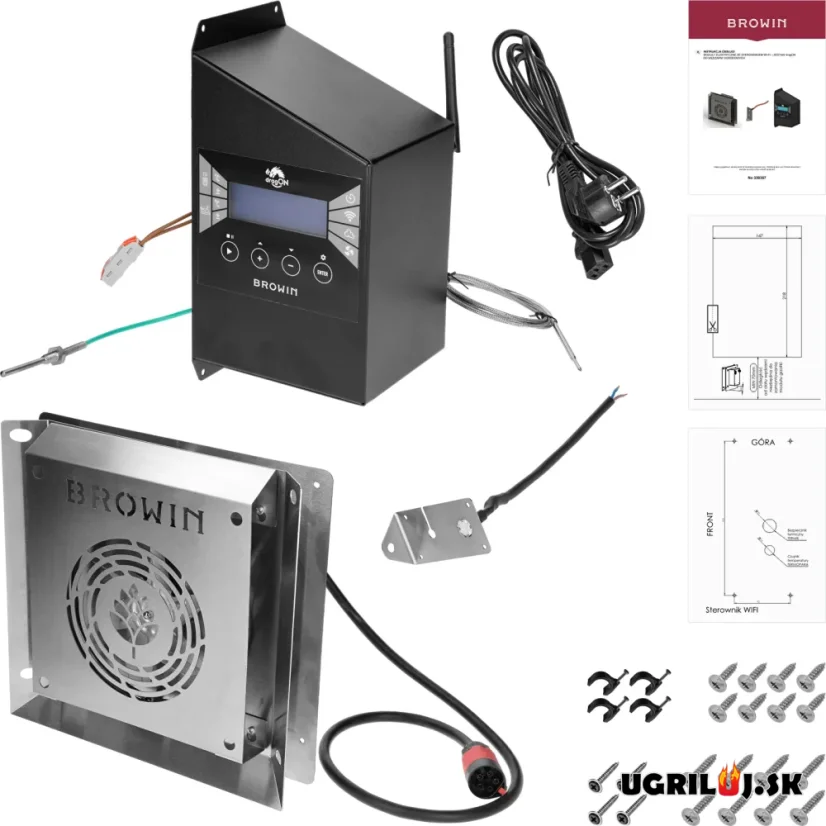 Sada pro vlastní udírnu Browin dragON, (Generátor kouře s popelníkem JET 2 LONG, Ohřívač s cirkulací, Digitální kontrolér s Wi-Fi), 1500W