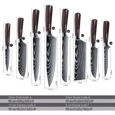 Sada kuchynských nožov, black wood, nerez, 8ks
