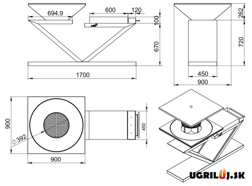 Grilovacie ohnisko Artiss, Advanced G5, Graphite