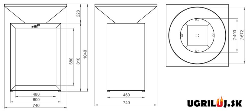 Grilovacie ohnisko Artiss, Basic G8, Corten