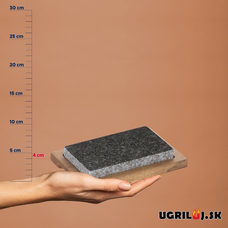 Grilovací kameň na grilovanie Premium s akáciovou doskou, 24x16cm