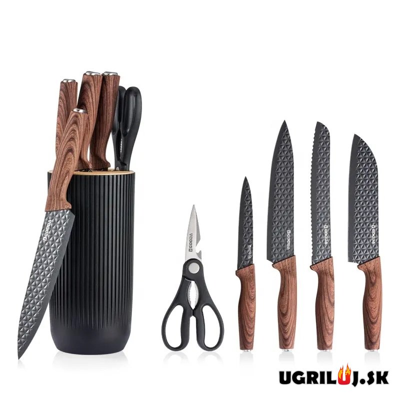 Sada kuchynských nožov so stojanom graphite tube, nerez, 6ks