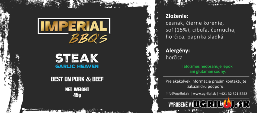Grilovací koření IMPERIAL BBQ's, Steak Garlic Heaven, 45g