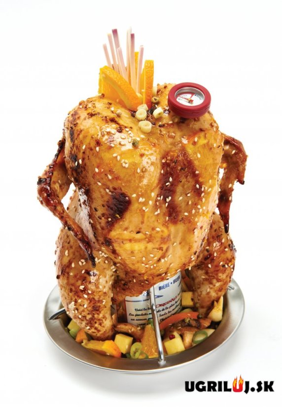 Stojan na kura s teplomerom Broil King - Chicken roaster