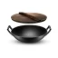 Liatinová panvica/wok s drevenou pokrievkou, 37cm