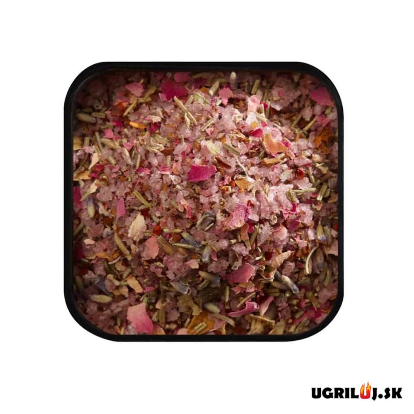 Soľ s červeným vínom, ružou a bylinkami, Mill & Mortar, (vločky), 70g