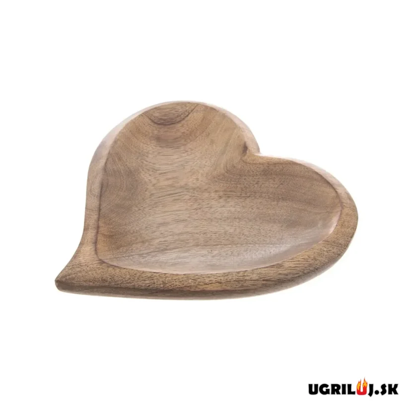 Drevená misa z mangového dreva, srdce 20x20
